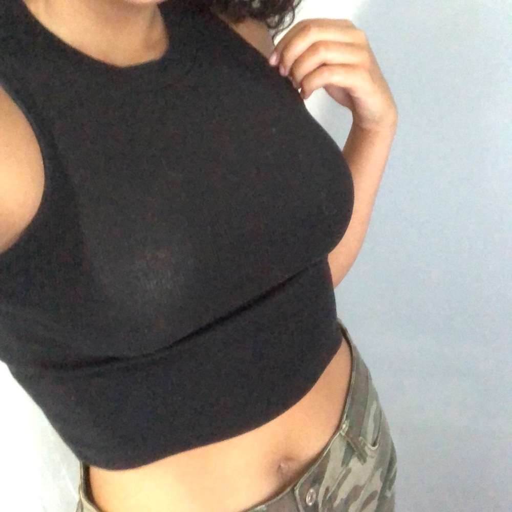 Super cute black high halter crop top
